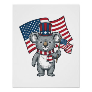 Vintage-patriotisches Koala-Flag-Shirt-Design_1 Poster
