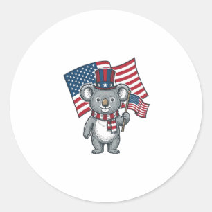 Vintage patriotisches Koala-Flag-Shirt-Design_1 Runder Aufkleber