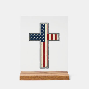 Vintage-patriotisches Kreuz-Vektordesign_1 Acrylschild