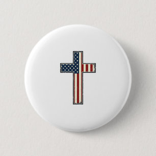 Vintage-patriotisches Kreuz-Vektordesign_1 Button