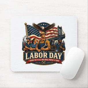 Vintage patriotisches Labor Day Adler-Arbeiter-Des Mousepad