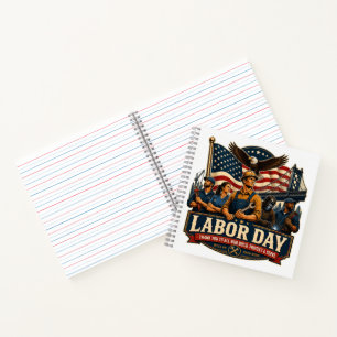 Vintage patriotisches Labor Day-Adler-Arbeitsdesig Notizblock