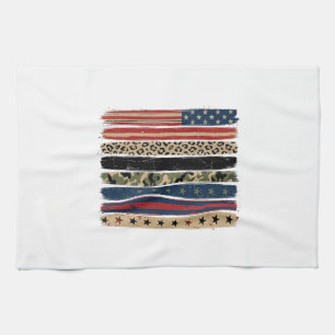 Vintage patriotisches Leoparden-Tarnstreifen-Shirt Geschirrtuch