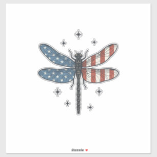 Vintage patriotisches Libellen-Vektor-Shirt-Design Aufkleber