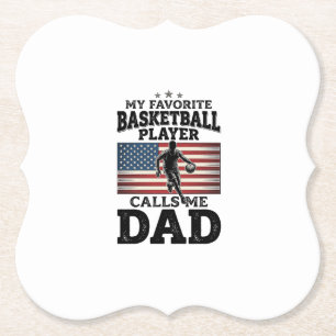 Vintage-Patriotisches-T-Shirt mit Basketball-Daddy Untersetzer