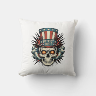 Vintage patriotisches Totenkopf-Zylinder-T-Shirt-D Kissen