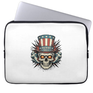 Vintage patriotisches Totenkopf-Zylinder-T-Shirt-D Laptopschutzhülle