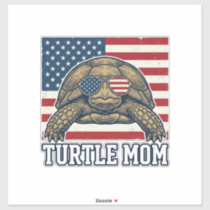 Vintage-patriotisches Turtle-Mom-Shirt-Design_1 Aufkleber