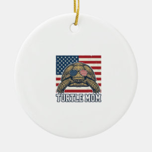 Vintage patriotisches Turtle-Mom-Shirt-Design_1 Keramik Ornament