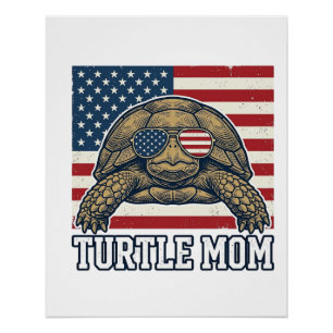 Vintage patriotisches Turtle-Mom-Shirt-Design_1 Poster
