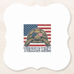 Vintage-patriotisches Turtle-Mom-Shirt-Design_1 Untersetzer