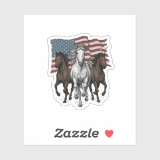 Vintage patriotisches Vektordesign galoppierender  Aufkleber