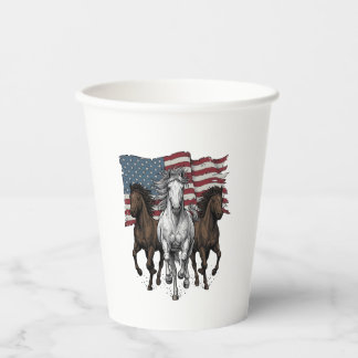 Vintage patriotisches Vektordesign galoppierender  Pappbecher