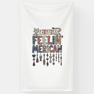 Vintage patriotisches Volks Katzen Amerikanisches  Banner