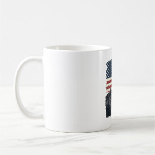 Vintage patriotisches Waschbär Berg Flag Shirt Des Kaffeetasse