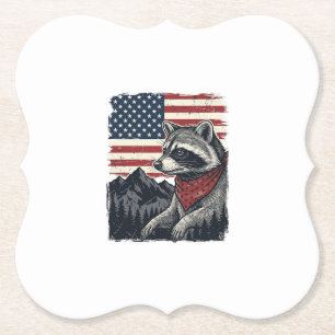 Vintage patriotisches Waschbär Bergflag Shirt Desi Untersetzer