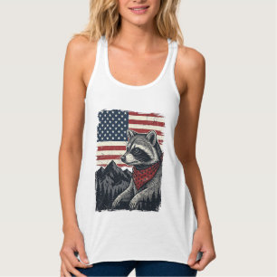 Vintage patriotisches Waschbär-Gebirgsflaggen-Shir Tank Top