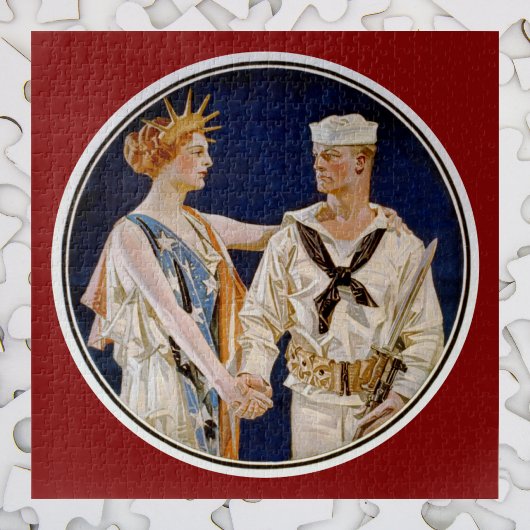 Vintage Patriotism, Lady Liberty with Navy Seaman Puzzle