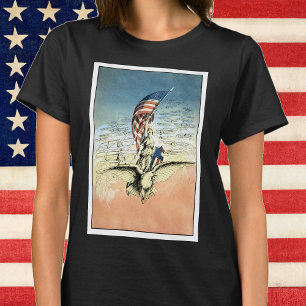 Vintage Patriotismus, Dame, Adler mit amerikanisch T-Shirt