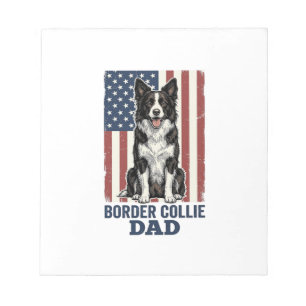 Vintage-Patriotismus-Hemd mit Border Collie Dad De Notizblock