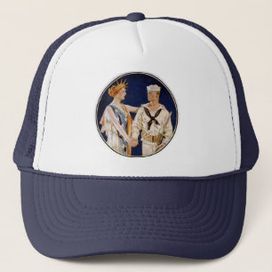 Vintage Patriotismus, Lady Liberty mit Marine-Matr Truckerkappe