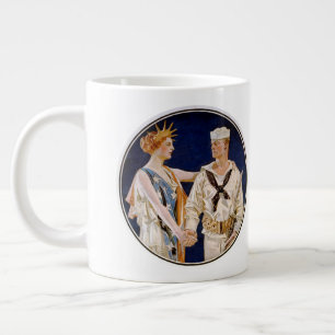 Vintage-Patriotismus, Lady Liberty mit Marine-Sold Jumbo-Tasse