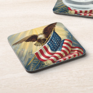 Vintage Patriotismus, Patriotischer Adler Amerikan Getränkeuntersetzer