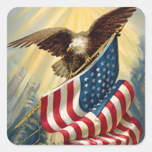 Vintage Patriotismus, patriotischer Adler amerikan Quadratischer Aufkleber