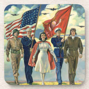 Vintage Patriotismus, stolze Militärpersonalhelden Untersetzer