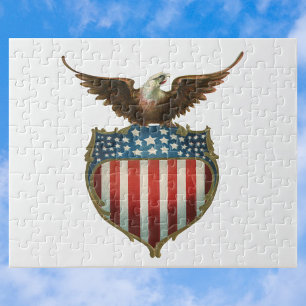 Vintage Patriotismus, stolzer Adler über der ameri Puzzle