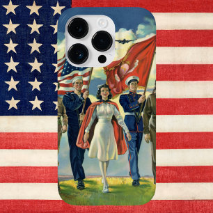 Vintage Patriotismus, stolzes Militärpersonal Held iPhone 15 Pro Hülle