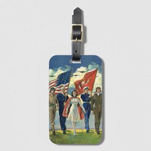 Vintage Patriotismus, stolzes Militärpersonal Held Gepäckanhänger