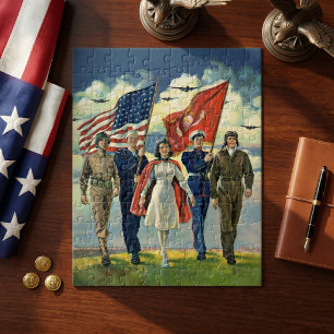 Vintage Patriotismus, stolzes Militärpersonal Held Puzzle