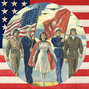 Vintage Patriotismus, stolzes Militärpersonal Held Runder Aufkleber