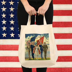 Vintage Patriotismus, stolzes Militärpersonal Held Tragetasche
