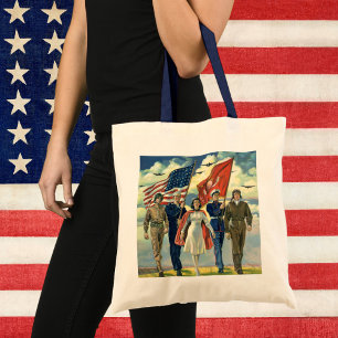 Vintage Patriotismus, stolzes Militärpersonal Held Tragetasche