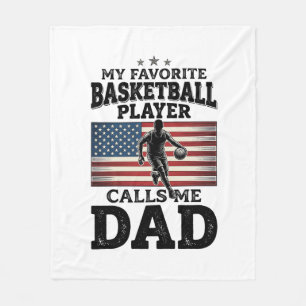 Vintage-Patriotismus-T-Shirt mit Basketball-Vater- Fleecedecke