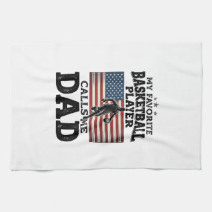 Vintage-Patriotismus-T-Shirt mit Basketball-Vater- Geschirrtuch