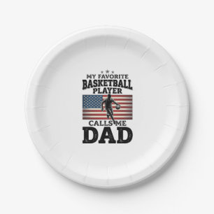 Vintage-Patriotismus-T-Shirt mit Basketball-Vater- Pappteller