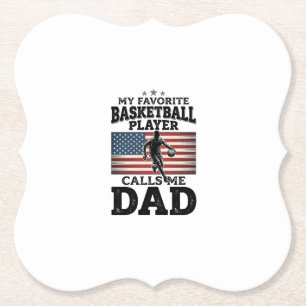 Vintage-Patriotismus-T-Shirt mit Basketball-Vater- Untersetzer