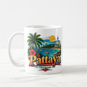Vintage Pattaya Thailand Reise Kunst Landmarke Kaffeetasse