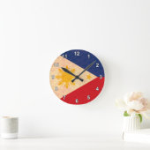 Vintage Pattern Filipino Flag Runde Wanduhr (Zuhause)