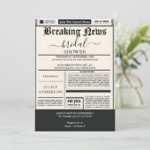 Vintage Pays Old Retro Newspaper Brautparty Einladung (Stehend Vorderseite)