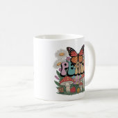 Vintage Peace Butterfly Art Design Kaffeetasse (VorderseiteRechts)