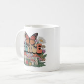Vintage Peace Butterfly Art Design Kaffeetasse (Vorderseite Links)