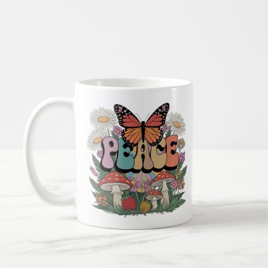 Vintage Peace Butterfly Art Design Kaffeetasse (Links)