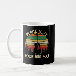 Vintage Peace Liebe Rock and Roll Guitar Kaffeetasse