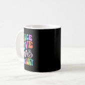 Vintage PEACE LIEBE TECHNOLOGIE Retro Computerunte Kaffeetasse (Vorderseite Links)