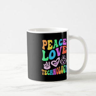 Vintage PEACE LIEBE TECHNOLOGIE Retro Computerunte Kaffeetasse