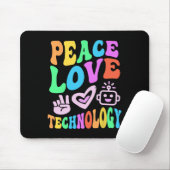 Vintage PEACE LIEBE TECHNOLOGIE Retro Computerunte Mousepad (Mit Mouse)